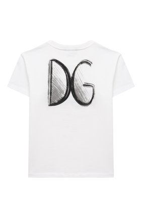 Детская хлопковая футболка DOLCE & GABBANA белого цвета по цене 15950 руб., арт. L4JTBL/G7XPA/8-14 | Фото 2 Детская хлопковая футболка DOLCE & GABBANA белого цвета, арт. L4JTBL/G7XPA/8-14 | Фото 2