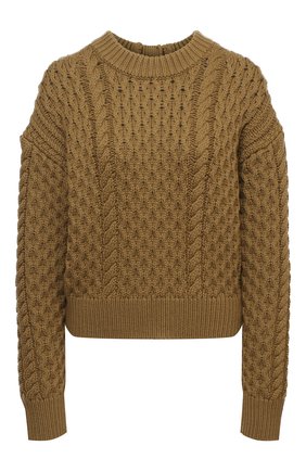 Женский свитер из шерсти и хлопка PROENZA SCHOULER WHITE LABEL хаки цвета по цене 44950 руб., арт. WL2127611-KC086 | Фото 1 Женский свитер из шерсти и хлопка PROENZA SCHOULER WHITE LABEL хаки цвета, арт. WL2127611-KC086 | Фото 1
