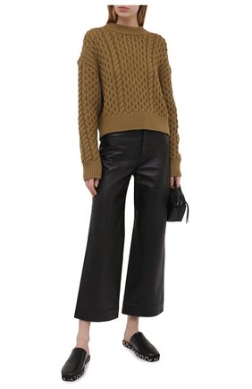 Женский свитер из шерсти и хлопка PROENZA SCHOULER WHITE LABEL хаки цвета по цене 44950 руб., арт. WL2127611-KC086 | Фото 2 Женский свитер из шерсти и хлопка PROENZA SCHOULER WHITE LABEL хаки цвета, арт. WL2127611-KC086 | Фото 2