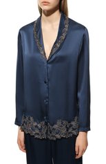 Женская шелковая пижама LA PERLA темно-синего цвета, арт. 0051240 | Фото 3 (Материал внешний: Шелк)