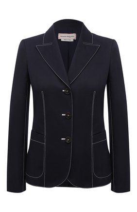 Женский хлопковый жакет ALEXANDER MCQUEEN темно-синего цвета по цене 115000 руб., арт. 657132/QFAAJ | Фото 1 Женский хлопковый жакет ALEXANDER MCQUEEN темно-синего цвета, арт. 657132/QFAAJ | Фото 1