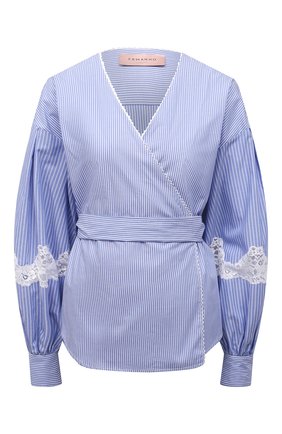 Женская хлопковая рубашка ERMANNO FIRENZE голубого цвета по цене 35550 руб., арт. D38ET CM18RIG | Фото 1 Женская хлопковая рубашка ERMANNO FIRENZE голубого цвета, арт. D38ET CM18RIG | Фото 1