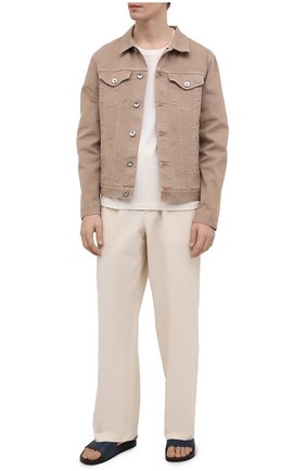 Мужские кожаные шлепанцы GIORGIO ARMANI синего цвета по цене 30950 руб., арт. X2P069/XD225 | Фото 2 Мужские кожаные шлепанцы GIORGIO ARMANI синего цвета, арт. X2P069/XD225 | Фото 2
