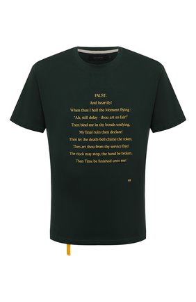 Мужская хлопковая футболка TEE LIBRARY зеленого цвета по цене 6480 руб., арт. TSK-TS-14 | Фото 1 Мужская хлопковая футболка TEE LIBRARY зеленого цвета, арт. TSK-TS-14 | Фото 1