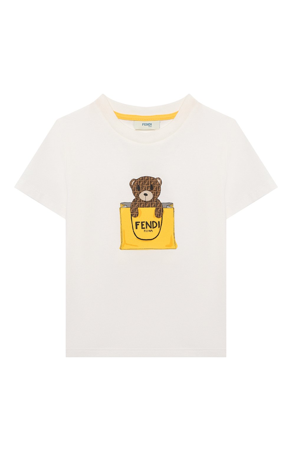 Детский хлопковая футболка FENDI белого цвета, арт. BUI016/ST8/12M-24M | Фото 1