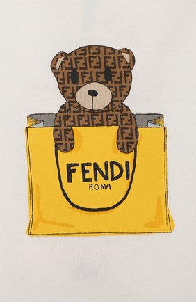 Детский хлопковая футболка FENDI белого цвета по цене 11850 руб., арт. BUI016/ST8/12M-24M | Фото 3 Детский хлопковая футболка FENDI белого цвета, арт. BUI016/ST8/12M-24M | Фото 3