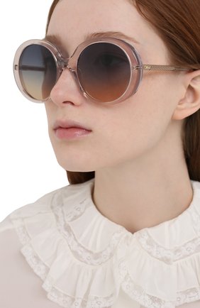 Женские солнцезащитные очки CHLOÉ розового цвета, арт. CH0007S | Фото 2 (Тип очков: С/з; Очки форма: Круглые)