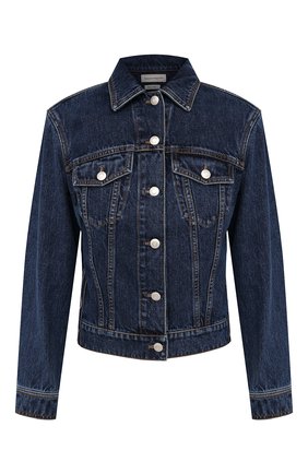Женская джинсовая куртка ALEXANDER MCQUEEN синего цвета, арт. 650672/QMABB | Фото 1 (Рукава: Длинные; Материал внешний: Хлопок, Деним; Стили: Кэжуэл; Длина (верхняя одежда): Короткие; Кросс-КТ: Деним, Куртка; Региональные ограничения белый список (Axapta Mercury): RU)