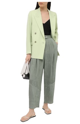 Женские шелковые брюки GIORGIO ARMANI светло-зеленого цвета по цене 117500 руб., арт. 1SHPP0G4/T029C | Фото 2 Женские шелковые брюки GIORGIO ARMANI светло-зеленого цвета, арт. 1SHPP0G4/T029C | Фото 2