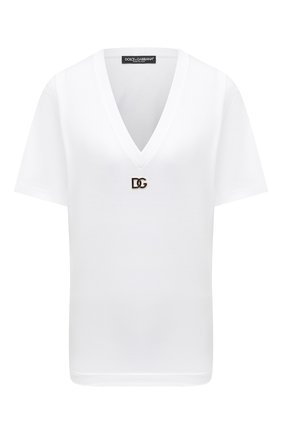 Женская хлопковая футболка DOLCE & GABBANA белого цвета по цене 37700 руб., арт. F8M65Z/FU7EQ | Фото 1 Женская хлопковая футболка DOLCE & GABBANA белого цвета, арт. F8M65Z/FU7EQ | Фото 1 (Рукава: Короткие; Материал внешний: Хлопок; Длина (для топов): Стандартные; Стили: Спорт-шик; Женское Кросс-КТ: Футболка-одежда; Принт: С принтом)