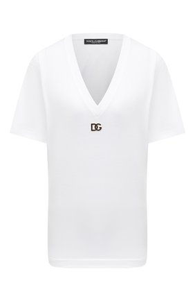 Женская хлопковая футболка DOLCE & GABBANA белого цвета, арт. F8M65Z/FU7EQ | Фото 1 (Рукава: Короткие; Материал внешний: Хлопок; Длина (для топов): Стандартные; Стили: Спорт-шик; Женское Кросс-КТ: Футболка-одежда; Региональные ограничения белый список (Axapta Mercury): RU; Принт: Без принта)