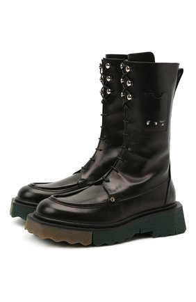 Женские кожаные ботинки OFF-WHITE черного цвета по цене 86550 руб., арт. 0WIE009S21LEA0011000 | Фото 1 Женские кожаные ботинки OFF-WHITE черного цвета, арт. 0WIE009S21LEA0011000 | Фото 1 (Подошва: Платформа; Материал внутренний: Натуральная кожа; Женское Кросс-КТ: Байкеры-ботинки; Каблук высота: Низкий)
