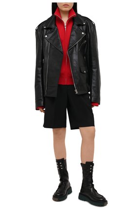 Женские кожаные ботинки OFF-WHITE черного цвета по цене 86550 руб., арт. 0WIE009S21LEA0011000 | Фото 2 Женские кожаные ботинки OFF-WHITE черного цвета, арт. 0WIE009S21LEA0011000 | Фото 2 (Подошва: Платформа; Материал внутренний: Натуральная кожа; Женское Кросс-КТ: Байкеры-ботинки; Каблук высота: Низкий)