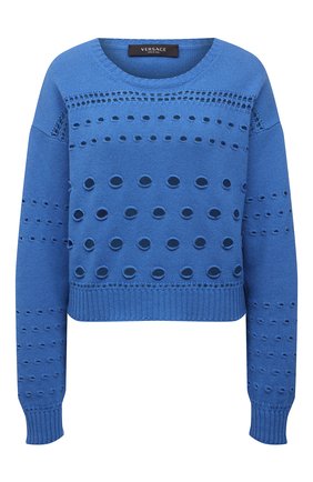 Женский свитер из кашемира и шерсти VERSACE синего цвета по цене 119500 руб., арт. A88903/A237536 | Фото 1