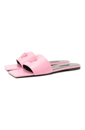 Женские кожаные шлепанцы medusa VERSACE розового цвета по цене 47800 руб., арт. DST619C/DVT2P | Фото 1 Женские кожаные шлепанцы medusa VERSACE розового цвета, арт. DST619C/DVT2P | Фото 1 (Материал внутренний: Натуральная кожа; Подошва: Плоская)