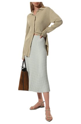 Женская юбка из шелка и хлопка PROENZA SCHOULER WHITE LABEL голубого цвета по цене 36200 руб., арт. WL2127609-KS056 | Фото 2 Женская юбка из шелка и хлопка PROENZA SCHOULER WHITE LABEL голубого цвета, арт. WL2127609-KS056 | Фото 2