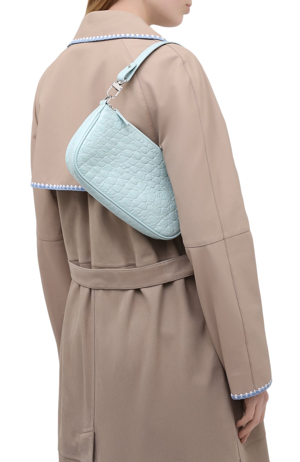 Женская сумка rachel BY FAR голубого цвета, арт. 21SSRCLSICECCEMED | Фото 5 (Сумки-технические: Сумки через плечо, Сумки top-handle; Размер: medium, small; Материал: Натуральная кожа)