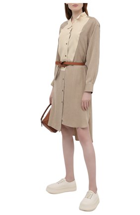 Женское шелковое платье LOEWE бежевого цвета по цене 115000 руб., арт. S359335XEZ | Фото 2 Женское шелковое платье LOEWE бежевого цвета, арт. S359335XEZ | Фото 2