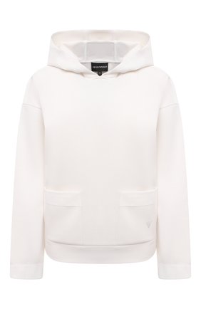 Женский худи из вискозы EMPORIO ARMANI белого цвета по цене 26800 руб., арт. 3K2M7K/2JQJZ | Фото 1 Женский худи из вискозы EMPORIO ARMANI белого цвета, арт. 3K2M7K/2JQJZ | Фото 1