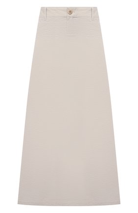 Женская хлопковая юбка EMPORIO ARMANI бежевого цвета, арт. 0NN4AT/02060 | Фото 1 (Длина Ж (юбки, платья, шорты): Миди; Материал внешний: Хлопок; Стили: Кэжуэл; Женское Кросс-КТ: Юбка-одежда)
