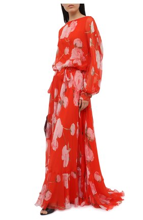 Женское шелковое платье VALENTINO красного цвета по цене 744000 руб., арт. VB0VDBZ56DN | Фото 2 Женское шелковое платье VALENTINO красного цвета, арт. VB0VDBZ56DN | Фото 2
