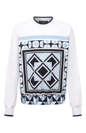 Мужской свитшот из хлопка и льна DOLCE & GABBANA белого цвета по цене 62650 руб., арт. G9SJ9T/G7WWB | Фото 1 Мужской свитшот из хлопка и льна DOLCE & GABBANA белого цвета, арт. G9SJ9T/G7WWB | Фото 1