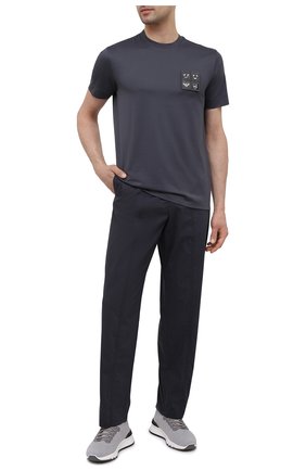 Мужская хлопковая футболка EMPORIO ARMANI серого цвета по цене 12050 руб., арт. 3K1TBR/1JTUZ | Фото 2 Мужская хлопковая футболка EMPORIO ARMANI серого цвета, арт. 3K1TBR/1JTUZ | Фото 2