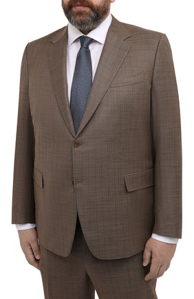 Мужской шерстяной костюм CANALI коричневого цвета, арт. 21280/10/BF00481 | Фото 2 (Рукава: Длинные; Материал подклада: Купро; Материал внешний: Шерсть; Стили: Классический; Костюмы М: Однобортный)