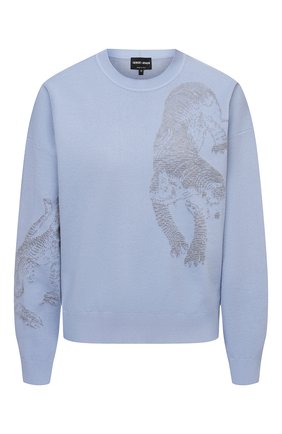 Женский пуловер GIORGIO ARMANI голубого цвета по цене 99500 руб., арт. 3KAM06/AM28Z | Фото 1 Женский пуловер GIORGIO ARMANI голубого цвета, арт. 3KAM06/AM28Z | Фото 1