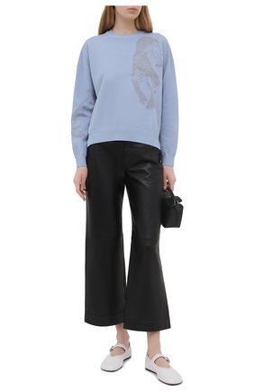 Женский пуловер GIORGIO ARMANI голубого цвета по цене 99500 руб., арт. 3KAM06/AM28Z | Фото 2 Женский пуловер GIORGIO ARMANI голубого цвета, арт. 3KAM06/AM28Z | Фото 2
