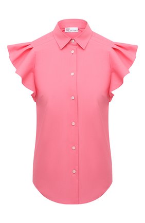 Женская хлопковая рубашка REDVALENTINO светло-розового цвета по цене 27950 руб., арт. VR0AEC55/LUN | Фото 1 Женская хлопковая рубашка REDVALENTINO светло-розового цвета, арт. VR0AEC55/LUN | Фото 1 (Длина (для топов): Стандартные; Рукава: Короткие; Материал внешний: Синтетический материал, Хлопок; Стили: Романтичный; Принт: Без принта; Женское Кросс-КТ: Рубашка-одежда)