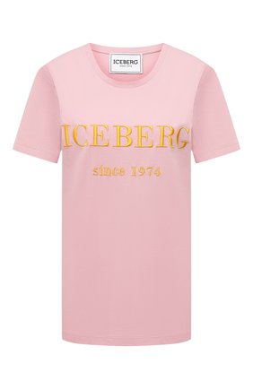 Женская хлопковая футболка ICEBERG светло-розового цвета по цене 11850 руб., арт. 21E I2P0/F09A/6301 | Фото 1 Женская хлопковая футболка ICEBERG светло-розового цвета, арт. 21E I2P0/F09A/6301 | Фото 1