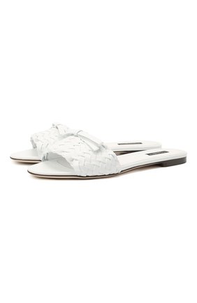 Женские кожаные шлепанцы bianca DOLCE & GABBANA белого цвета по цене 56050 руб., арт. CQ0431/A0397 | Фото 1 Женские кожаные шлепанцы bianca DOLCE & GABBANA белого цвета, арт. CQ0431/A0397 | Фото 1 (Каблук высота: Низкий; Материал внутренний: Натуральная кожа; Подошва: Плоская)