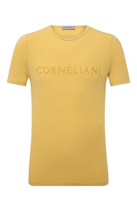 Мужская хлопковая футболка CORNELIANI желтого цвета, арт. 87G574-1125047/00 | Фото 1 (Стили: Кэжуэл; Материал внешний: Хлопок; Длина (для топов): Стандартные; Принт: С принтом; Рукава: Короткие)