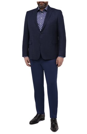 Мужские шерстяные брюки MARCO PESCAROLO синего цвета, арт. CHIAIAM/4328 | Фото 2 (Стили: Классический; Случай: Формальный; Длина (брюки, джинсы): Стандартные; Big sizes: Big Sizes; Материал внешний: Шерсть)