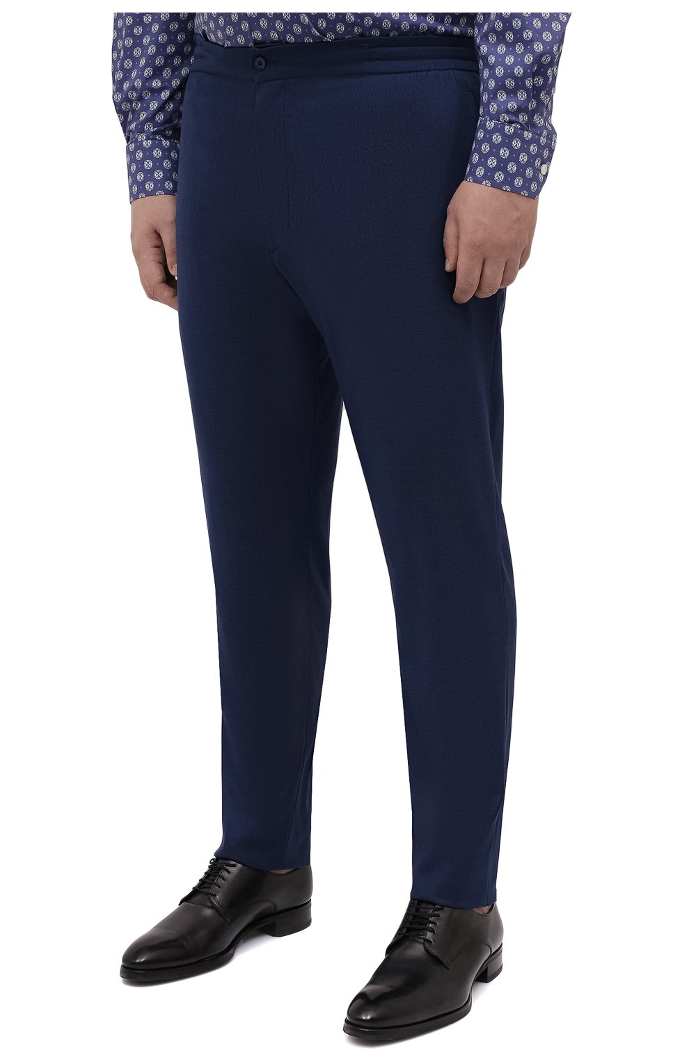 Мужские шерстяные брюки MARCO PESCAROLO синего цвета, арт. CHIAIAM/4328 | Фото 3 (Big sizes: Big Sizes; Материал внешний: Шерсть; Длина (брюки, джинсы): Стандартные; Стили: Классический; Случай: Формальный)