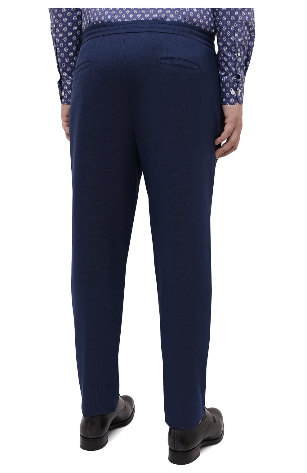 Мужские шерстяные брюки MARCO PESCAROLO синего цвета, арт. CHIAIAM/4328 | Фото 4 (Big sizes: Big Sizes; Материал внешний: Шерсть; Длина (брюки, джинсы): Стандартные; Стили: Классический; Случай: Формальный)