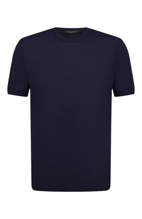 Мужская шелковая футболка ERMENEGILDO ZEGNA темно-синего цвета, арт. UW330/706 | Фото 1 (Длина (для топов): Стандартные; Рукава: Короткие; Стили: Кэжуэл; Материал внешний: Шелк; Принт: Без принта)