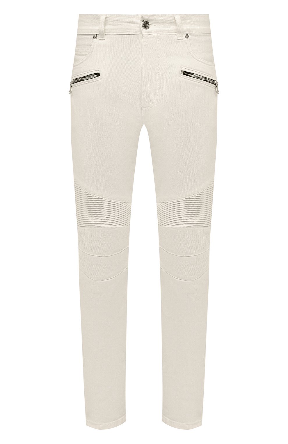 Мужские джинсы BALMAIN белого цвета, арт. VH0MG005/032D | Фото 1 (Силуэт М (брюки): Узкие; Кросс-КТ: Деним; Длина (брюки, джинсы): Стандартные; Стили: Гранж; Материал внешний: Хлопок)