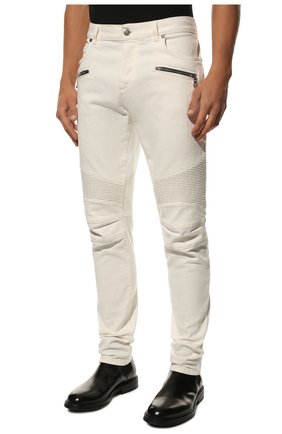 Мужские джинсы BALMAIN белого цвета, арт. VH0MG005/032D | Фото 3 (Силуэт М (брюки): Узкие; Кросс-КТ: Деним; Длина (брюки, джинсы): Стандартные; Стили: Гранж; Материал внешний: Хлопок)