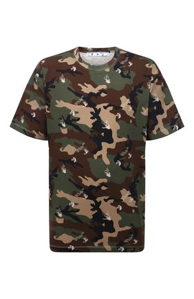 Мужская хлопковая футболка OFF-WHITE хаки цвета по цене 33150 руб., арт. 0MAA038S21JER016 | Фото 1 Мужская хлопковая футболка OFF-WHITE хаки цвета, арт. 0MAA038S21JER016 | Фото 1