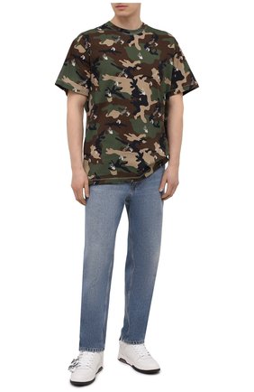Мужская хлопковая футболка OFF-WHITE хаки цвета по цене 33150 руб., арт. 0MAA038S21JER016 | Фото 2 Мужская хлопковая футболка OFF-WHITE хаки цвета, арт. 0MAA038S21JER016 | Фото 2