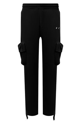 Мужские хлопковые брюки-карго OFF-WHITE черного цвета, арт. 0MCH036S21FLE001 | Фото 1 (Длина (брюки, джинсы): Стандартные; Стили: Гранж; Материал внешний: Хлопок; Силуэт М (брюки): Карго; Случай: Повседневный)