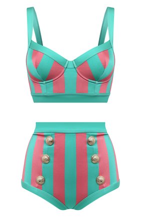 Женский раздельный купальник BALMAIN зеленого цвета по цене 69700 руб., арт. BKBS40380 | Фото 1 Женский раздельный купальник BALMAIN зеленого цвета, арт. BKBS40380 | Фото 1