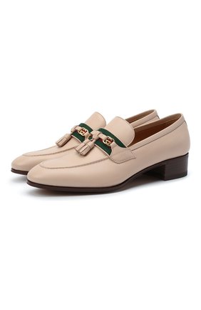 Женские кожаные лоферы paride GUCCI бежевого цвета по цене 66600 руб., арт. 624316/1W610 | Фото 1 Женские кожаные лоферы paride GUCCI бежевого цвета, арт. 624316/1W610 | Фото 1