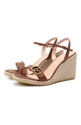 Женские кожаные босоножки GUCCI коричневого цвета по цене 53200 руб., арт. 646311/A3N00 | Фото 1 Женские кожаные босоножки GUCCI коричневого цвета, арт. 646311/A3N00 | Фото 1