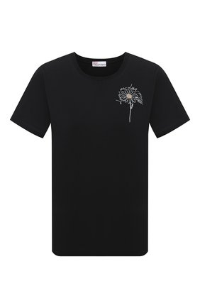 Женская хлопковая футболка REDVALENTINO черного цвета по цене 15800 руб., арт. VR0MG09V/5VU | Фото 1 Женская хлопковая футболка REDVALENTINO черного цвета, арт. VR0MG09V/5VU | Фото 1 (Принт: С принтом; Материал внешний: Хлопок; Длина (для топов): Стандартные; Стили: Кэжуэл; Рукава: Короткие; Женское Кросс-КТ: Футболка-одежда)