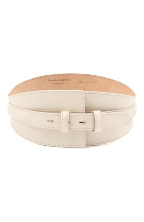 Женский кожаный пояс ALEXANDER MCQUEEN светло-бежевого цвета по цене 156500 руб., арт. 657296/1BRBB | Фото 2 Женский кожаный пояс ALEXANDER MCQUEEN светло-бежевого цвета, арт. 657296/1BRBB | Фото 2 (Кросс-КТ: Широкие; Материал: Натуральная кожа)