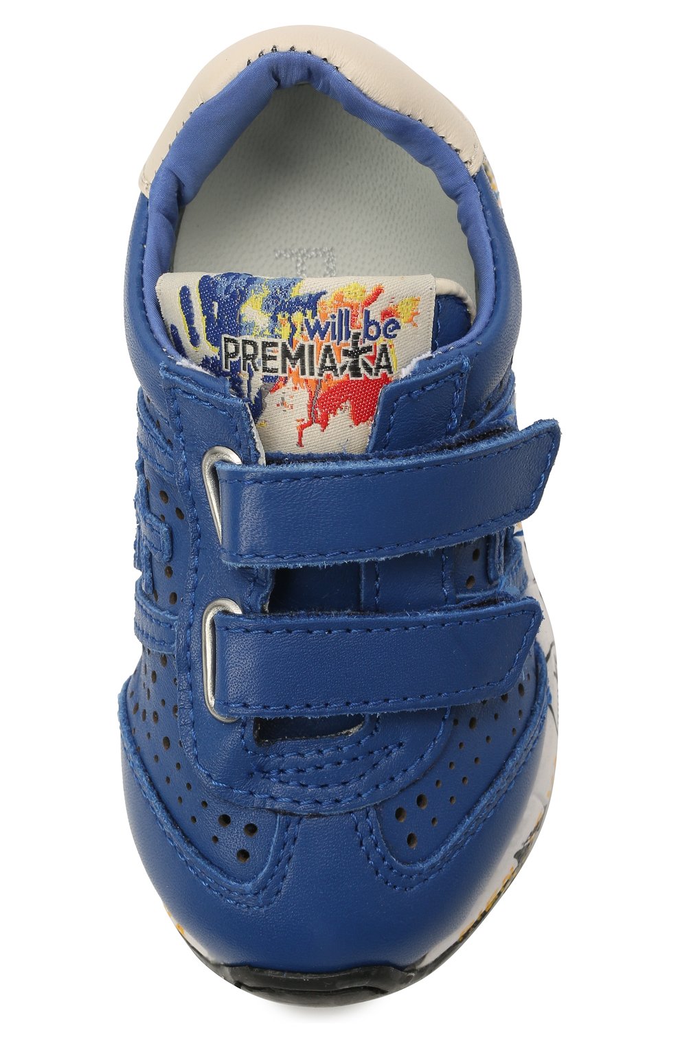 Детские кожаные кроссовки PREMIATA WILL BE синего цвета, арт. LUCY V/12-21521/T0D | Фото 4 (Материал внешний: Кожа; Материал внутренний: Натуральная кожа; Региональные ограничения белый список (Axapta Mercury): RU; Кросс-КТ: велькро)