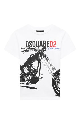 Детская хлопковая футболка DSQUARED2 белого цвета по цене 9925 руб., арт. DQ0154-D00MQ | Фото 1 Детская хлопковая футболка DSQUARED2 белого цвета, арт. DQ0154-D00MQ | Фото 1